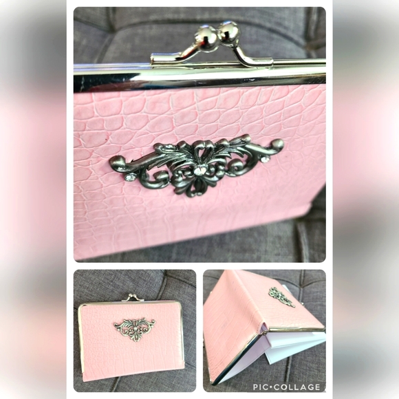 Vtg Pink Croc-Embossed Clutch Photo‎ Album 16 Spots - Picture 14 of 16